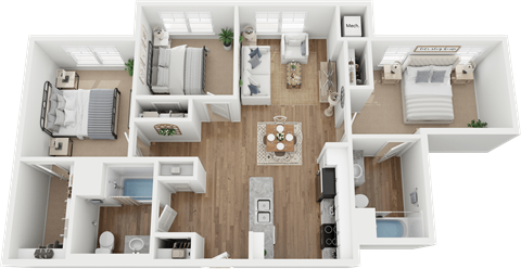 Floor plan for 3 beds, 2 baths, 1686 sqft